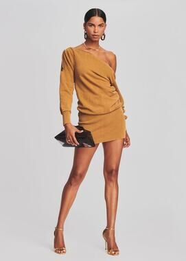 Retrofête Darcy Caramel French Terry Mini Sweatshirt Dress Size Medium